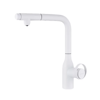 Смеситель для кухни Paulmark Urban Ur213104-WH, с выдвижным изливом, белый