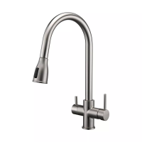 Смеситель для кухни Paulmark LANGE La214212-BS, с подключением к фильтру, сталь
