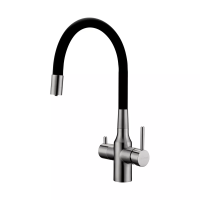 Смеситель для кухни Paulmark Salix Sa213419-BS, с гибким изливом, сталь