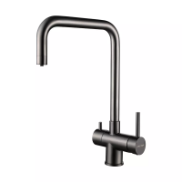 Смеситель для кухни Paulmark Wetter We213030-GM, с подключением к фильтру, вороненая сталь