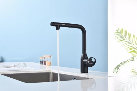 Смеситель для кухни Paulmark Urban Ur213104-AN, с выдвижным изливом, антрацит