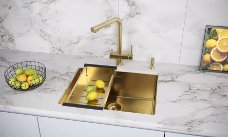 Дозатор для кухонной мойки Paulmark DECUS D004-LG, зотоло