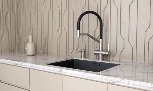 Смеситель для кухни Paulmark RUBERT Ru213175-BS, с подключением к фильтру, сталь