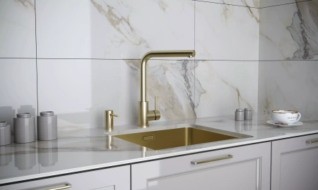 Дозатор для кухонной мойки Paulmark STORK D006-LG, зотоло