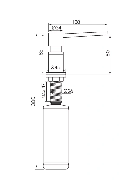 Дозатор для кухонной мойки Paulmark KRAFT D003-LG, зотоло