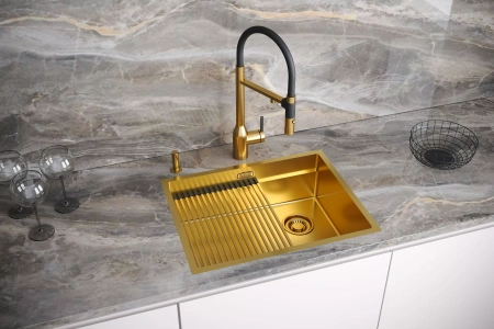 Дозатор для кухонной мойки Paulmark DECUS D004-BG, золото брашированное