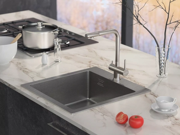 Смеситель для кухни Paulmark Skalen Sk213020-BS, с подключением к фильтру, сталь