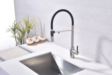 Смеситель для кухни Paulmark MAGNETO Ma213188-BS, с подключением к фильтру, сталь