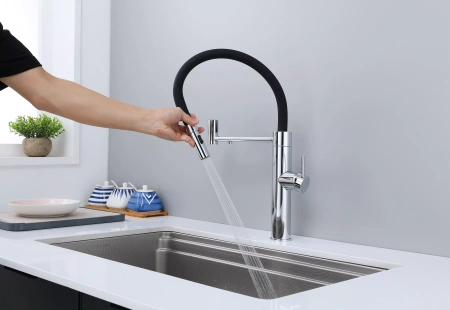 Смеситель для кухни Paulmark GANYMEDE Ga213199-CR, с подключением к фильтру, хром