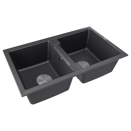 Мойка кухонная Paulmark TANDEM 80/2 PM238150-BL, искусственный гранит (IT-GRANIT), черный