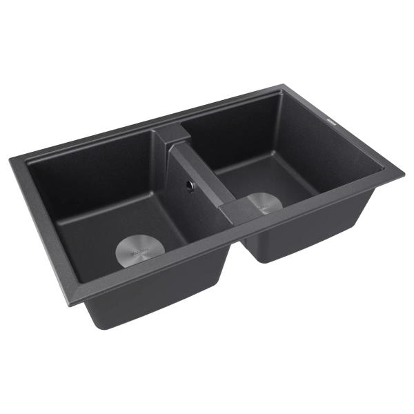 Мойка кухонная Paulmark TANDEM 80/2 PM238150-BL, искусственный гранит (IT-GRANIT), черный