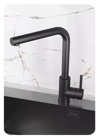 Смеситель для кухни Paulmark TWIN Tw213622-GM, с подключением к фильтру, вороненая сталь