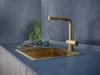 Смеситель для кухни Paulmark Dosse Do214418-BG, с выдвижным изливом, золото брашированное