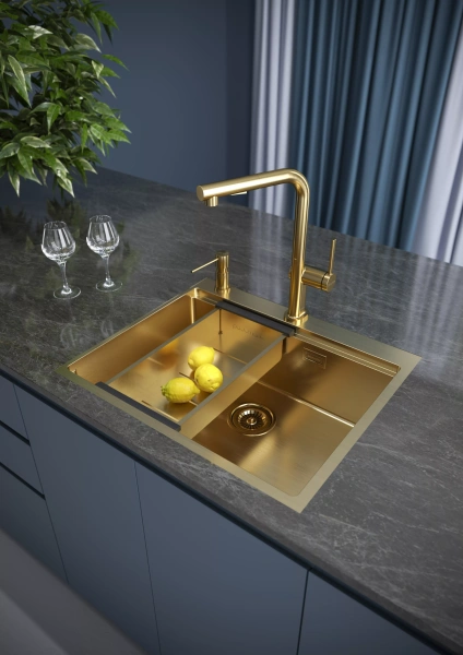 Дозатор для кухонной мойки Paulmark KRAFT D003-BG, золото брашированное