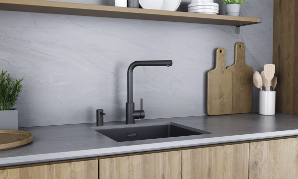 Смеситель для кухни Paulmark TWIN Tw213622-AN, с подключением к фильтру, антрацит