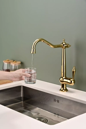 Смеситель для кухни Paulmark Retro Re213226-G, золото