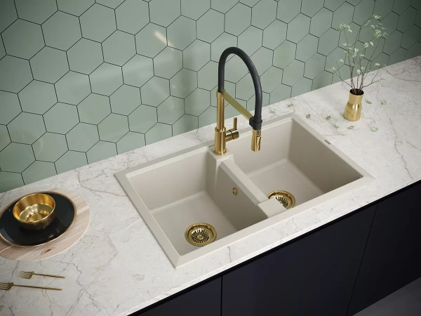 Мойка кухонная Paulmark TANDEM 80/2 PM238150-BE, искусственный гранит (IT-GRANIT), бежевый