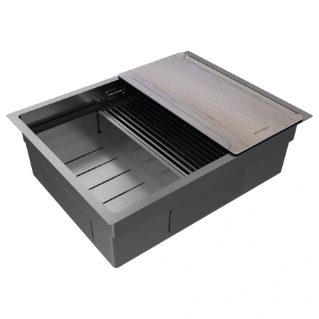 Мойка кухонная Paulmark NEXT-MULTI SINK 58 PM785845-GM, нержавеющая сталь, вороненая сталь