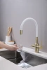 Смеситель для кухни Paulmark Salix Sa213419-BRw, с гибким изливом, бронза / белый