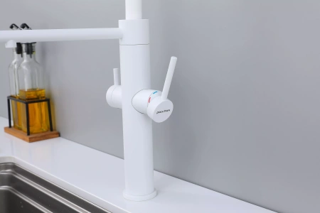 Смеситель для кухни Paulmark NEXUS Ne213999-WH, с подключением к фильтру, белый