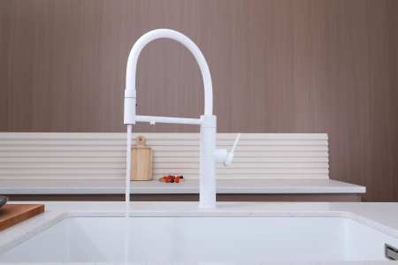 Смеситель для кухни Paulmark GANYMEDE Ga213199-WH, с подключением к фильтру, белый