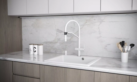 Дозатор для кухонной мойки Paulmark REIN D002-WH, белый