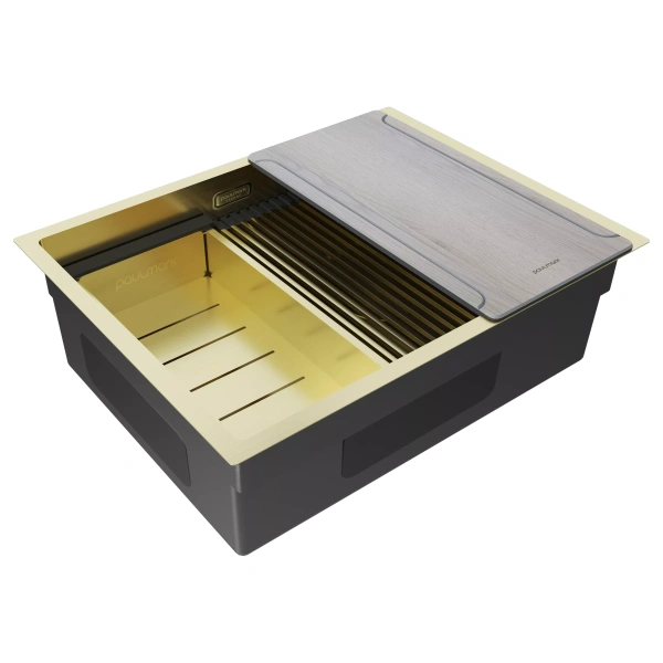 Мойка кухонная Paulmark NEXT-MULTI SINK 58 PM785845-LG, нержавеющая сталь, зотоло
