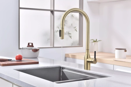 Смеситель для кухни Paulmark UNIVERSAL Un213880-LG, с подключением к фильтру, зотоло