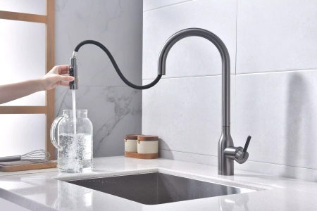 Смеситель для кухни Paulmark UNIVERSAL Un213880-GM, с подключением к фильтру, вороненая сталь