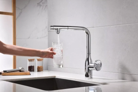 Смеситель для кухни Paulmark Urban Ur213104-CR, с выдвижным изливом, хром