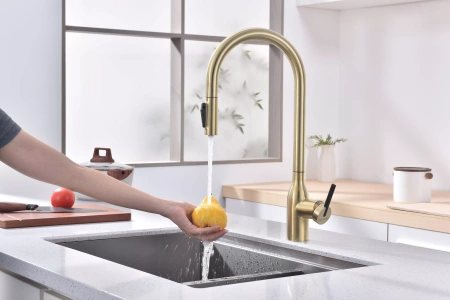Смеситель для кухни Paulmark UNIVERSAL Un213880-LG, с подключением к фильтру, зотоло