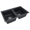 Мойка кухонная Paulmark TANDEM 80/2 PM238150-BLM, искусственный гранит (IT-GRANIT), черный