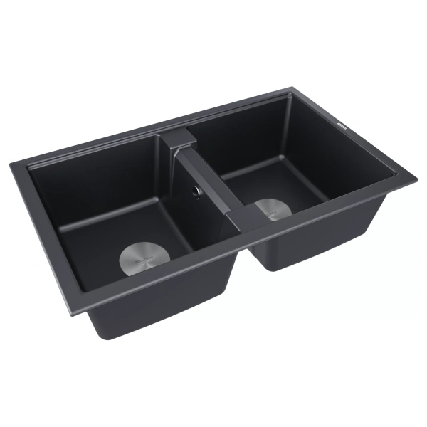 Мойка кухонная Paulmark TANDEM 80/2 PM238150-BLM, искусственный гранит (IT-GRANIT), черный