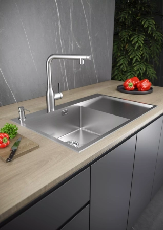 Смеситель для кухни Paulmark Viper Vi213105-BS, с подключением к фильтру, сталь