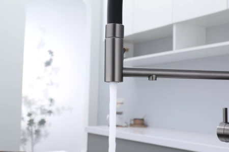 Смеситель для кухни Paulmark NEXUS Nd613999-GM, с подключением к фильтру, вороненая сталь