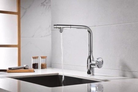 Смеситель для кухни Paulmark Urban Ur213104-CR, с выдвижным изливом, хром
