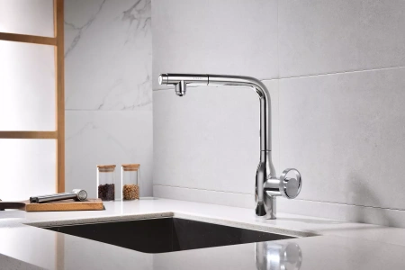 Смеситель для кухни Paulmark Urban Ur213104-CR, с выдвижным изливом, хром