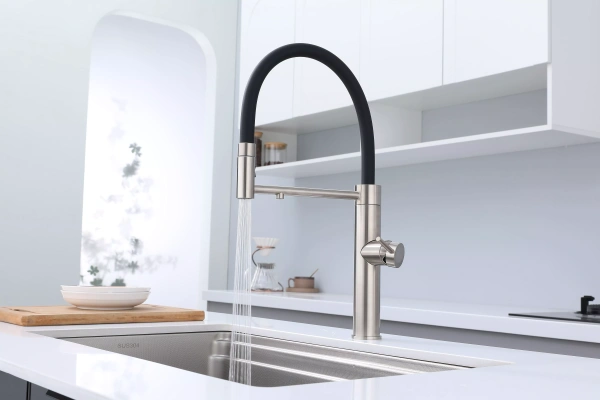 Смеситель для кухни Paulmark GANYMEDE Ga213199-BS, с подключением к фильтру, сталь