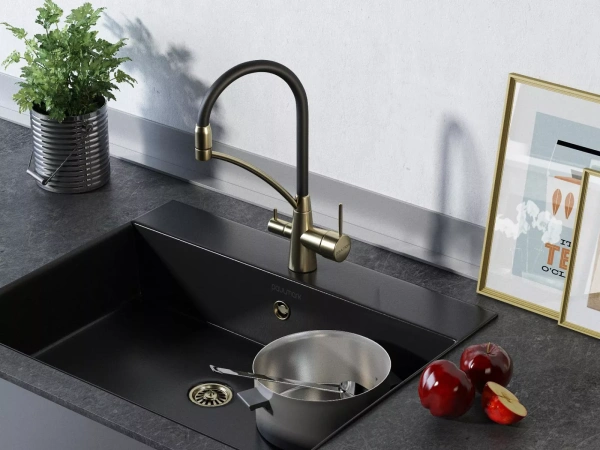 Смеситель для кухни Paulmark Siegen Si213111-BR, с гибким изливом, бронза