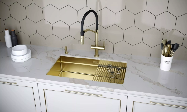 Дозатор для кухонной мойки Paulmark DECUS D004-LG, зотоло